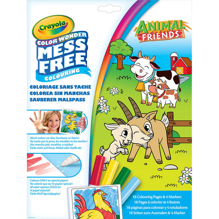 Kolorowanka dla dzieci i 4 niebrudzące magiczne flamastry Color Wonder Mess Free Animal Friends 3+ / Crayola
