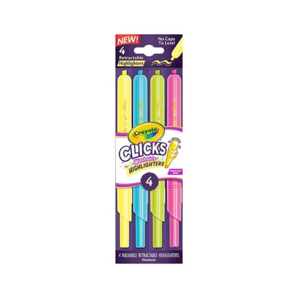 Flamastry zakreślacze automatyczne zmywalne Clicks 4szt. 8+ / Crayola