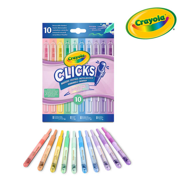 Flamastry automatyczne zmywalne pastelowe Clicks 10szt. 8+ / Crayola