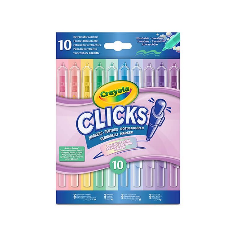 Flamastry automatyczne zmywalne pastelowe Clicks 10szt. 8+ / Crayola