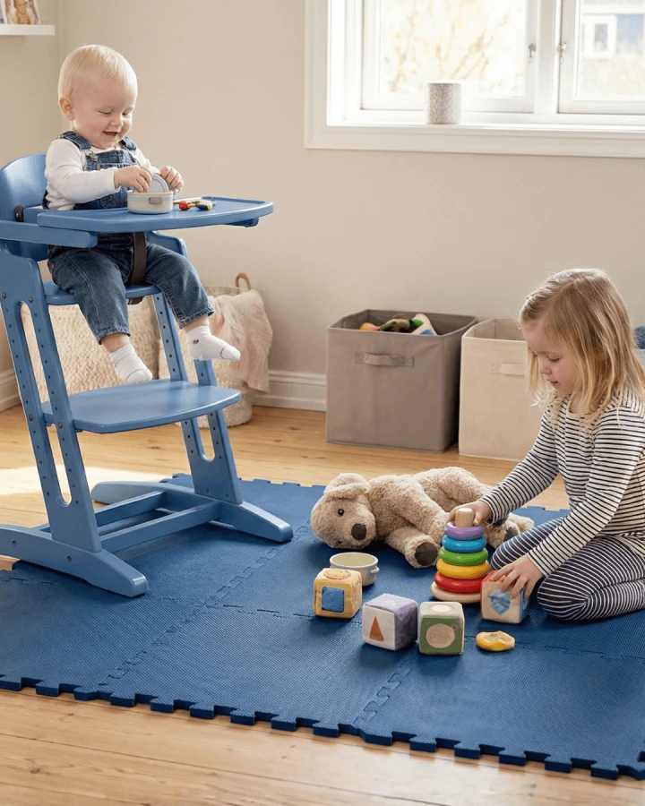 Krzesełko do karmienia DANCHAIR - dusty blue / BabyDan