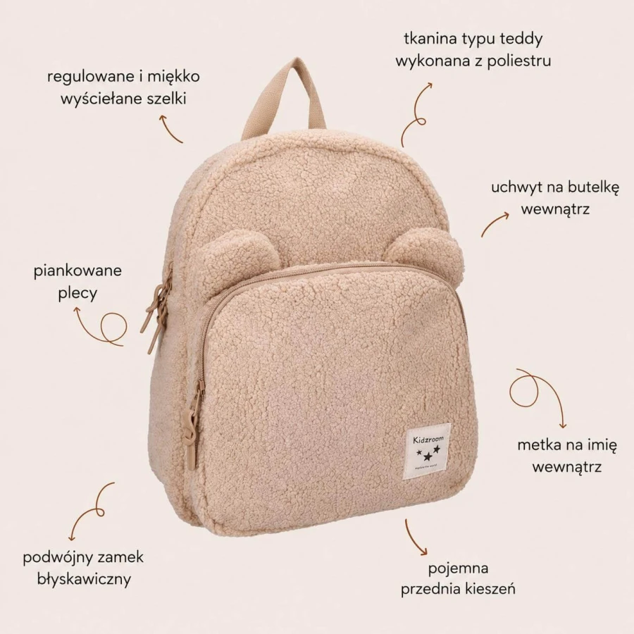 Plecak dla dzieci Beary Excited Beige / KIDZROOM