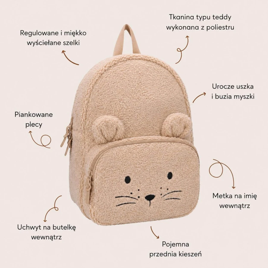 Plecak dla dzieci Comfort Friends Mouse beige / KIDZROOM