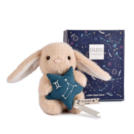 Pluszowy królik ze znakiem zodiaku DOUDOU ASTRO 12cm - Bliźnięta / Doudou et Compagnie