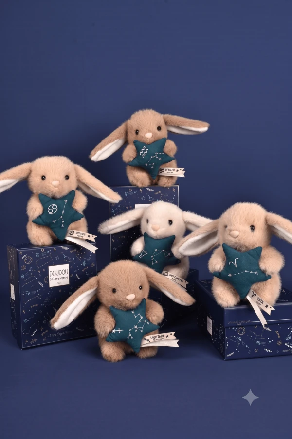 Pluszowy królik ze znakiem zodiaku DOUDOU ASTRO 12cm - Lew / Doudou et Compagnie