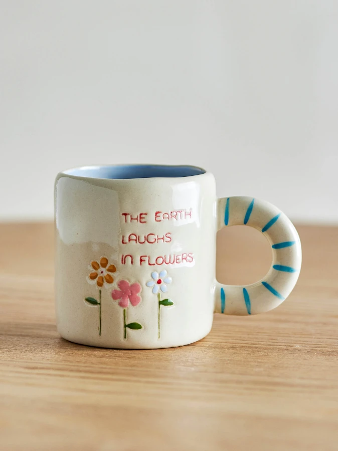 Dziecięcy kubek z kamionki Cloudy - The earth laughs in flowers / Bloomingville Mini