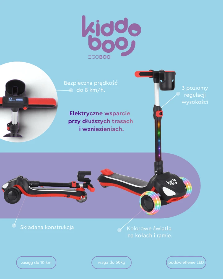 Hulajnoga Elektryczna Trecyclo 3-kołowa dla dzieci 3+ Black / Kiddoboo