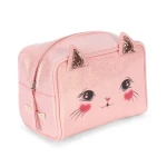 Kosmetyczka saszetka dla dzieci Kotek - cerise glitter pink / Konges Slojd