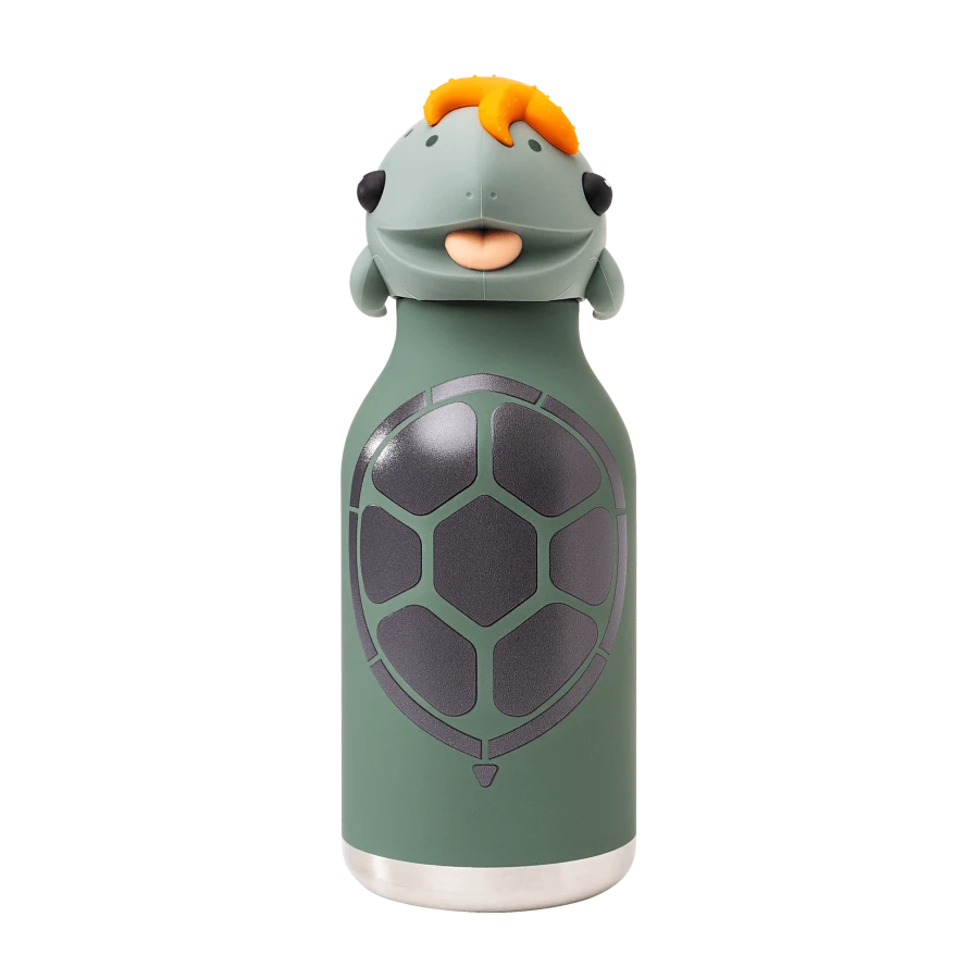 Butelka termiczna ze słomką Bestie, 460 ml - Żółw / Asobu