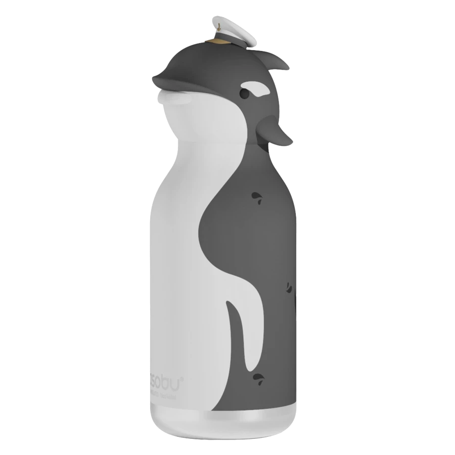 Butelka termiczna ze słomką Bestie, 460 ml - Wieloryb / Asobu