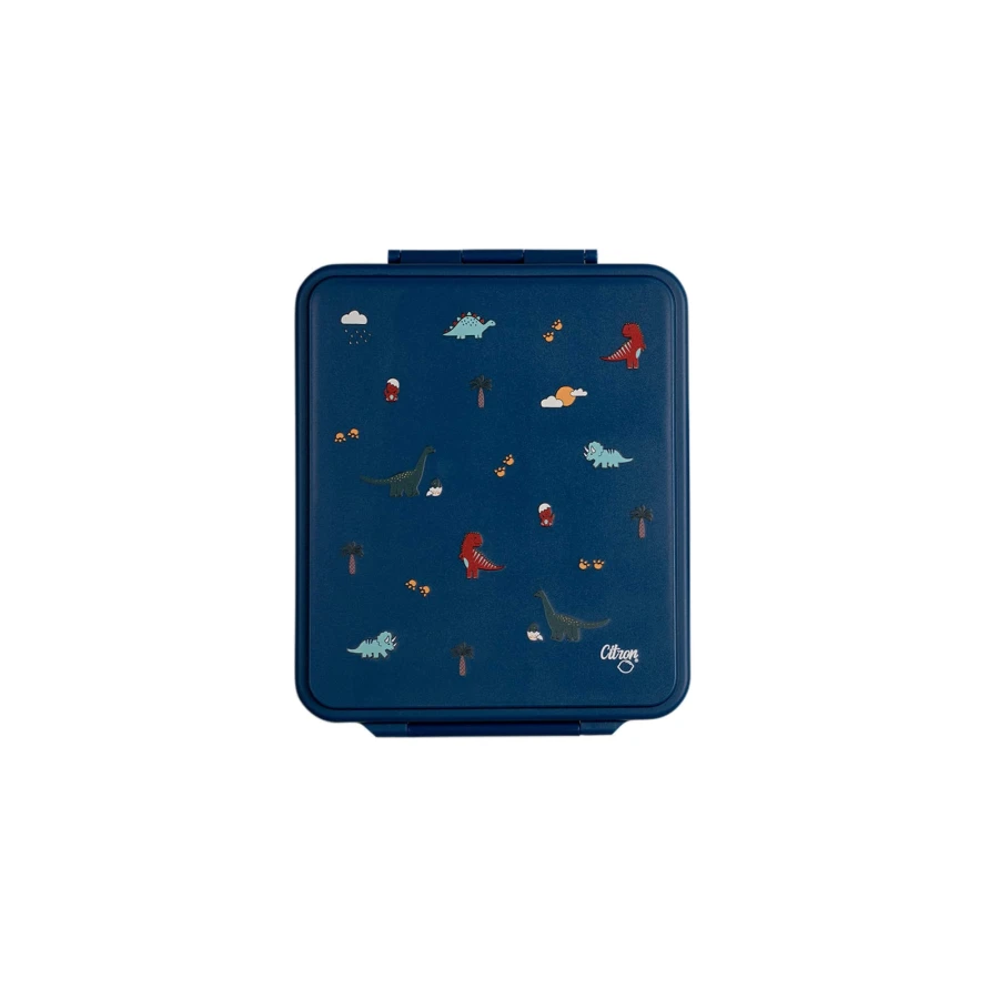 Grand lunch box z termosem - Blue Dino / Citron