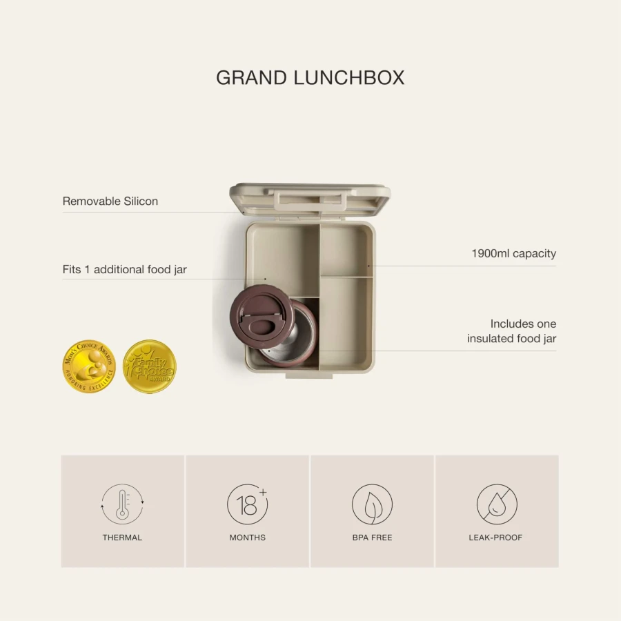 Grand lunch box z termosem - Blue Dino / Citron
