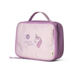 Kwadratowy Lunch Bag, śniadaniówka - Stormy Unicorn / Citron