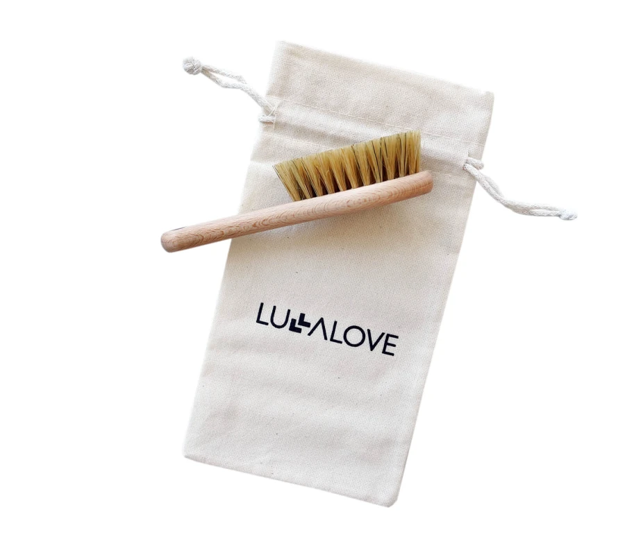 Szczotka na ciemieniuchę z myjką - konie / Lullalove