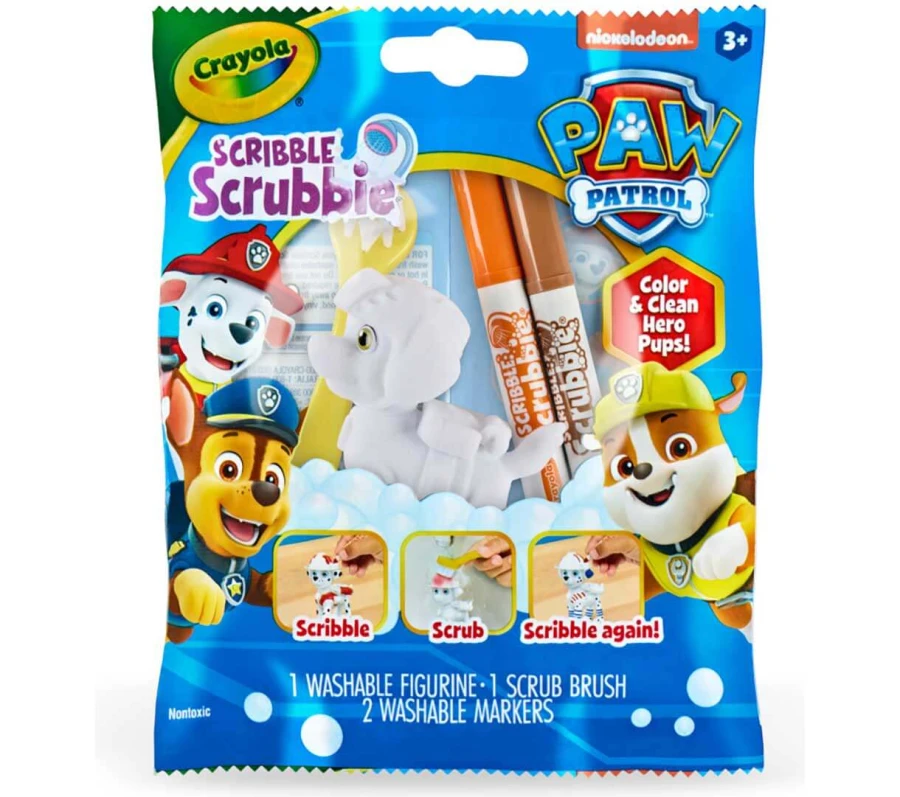 Figurka do malowania i mycia Washimals Psi Patrol - zestaw zwierzątko 1szt., flamastry zmywalne 2 szt., szczoteczka, 3+ / Crayola