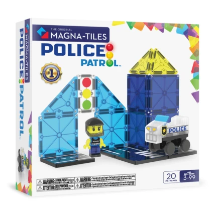 USZKODZONE OPAKOWANIE: Klocki magnetyczne Patrol Policji 20 el. / Magna-Tiles