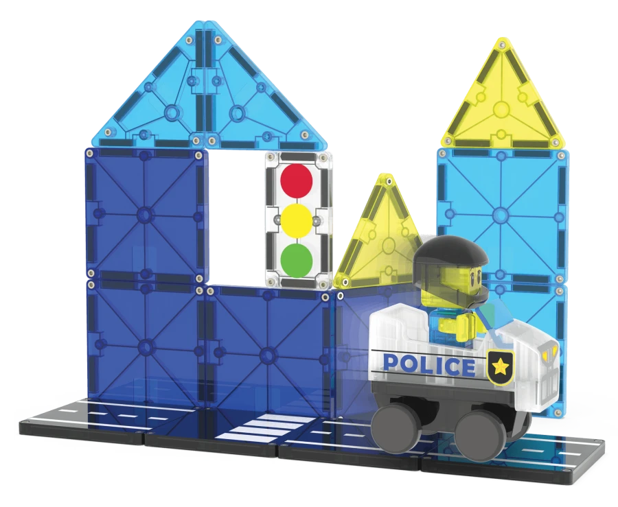 USZKODZONE OPAKOWANIE: Klocki magnetyczne Patrol Policji 20 el. / Magna-Tiles