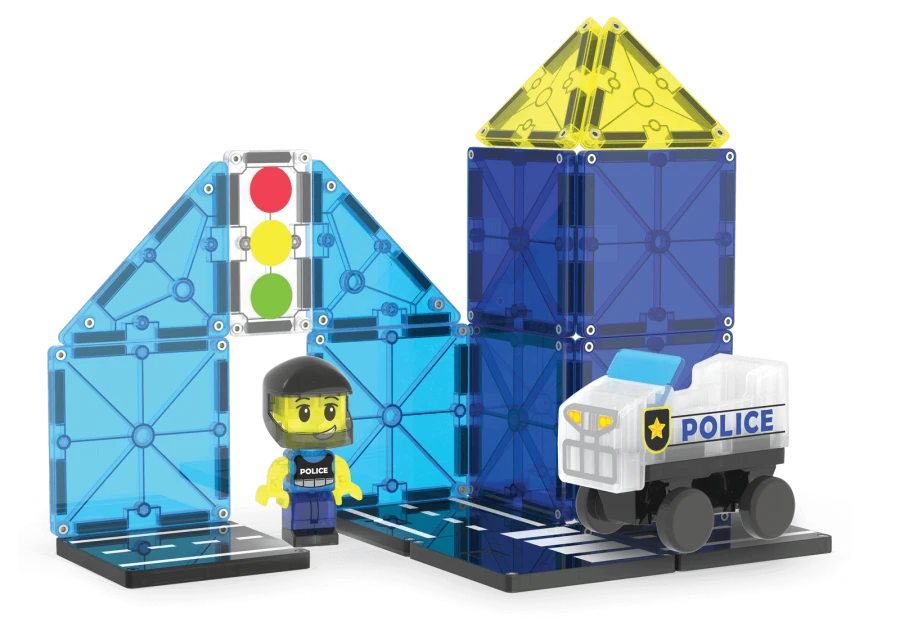 USZKODZONE OPAKOWANIE: Klocki magnetyczne Patrol Policji 20 el. / Magna-Tiles