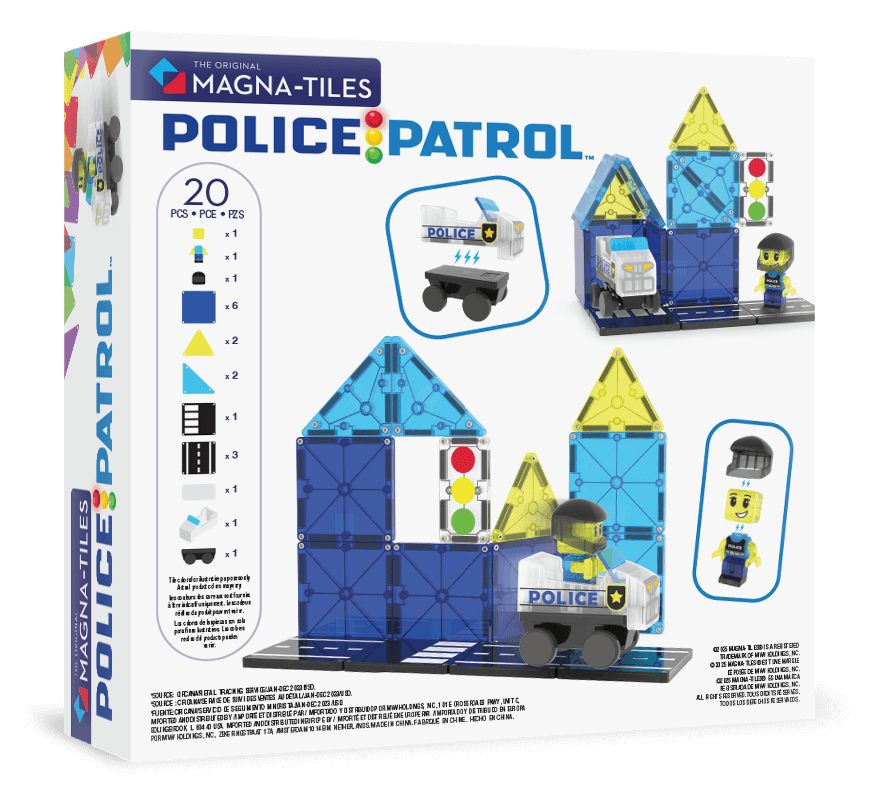 USZKODZONE OPAKOWANIE: Klocki magnetyczne Patrol Policji 20 el. / Magna-Tiles