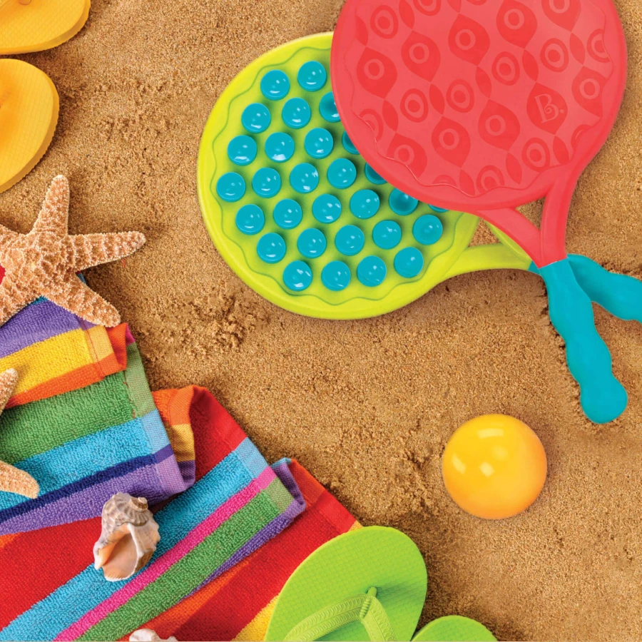 USZKODZONE OPAKOWANIE: Paddle Popper - dwustronne rakietki z piłeczką, koralowe / B.Toys