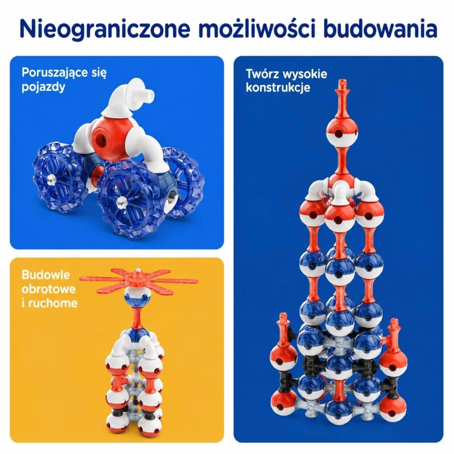 Magnetyczne klocki konstrukcyjne 3D - Interstellar Navy, 90 elementów / KUB Planet