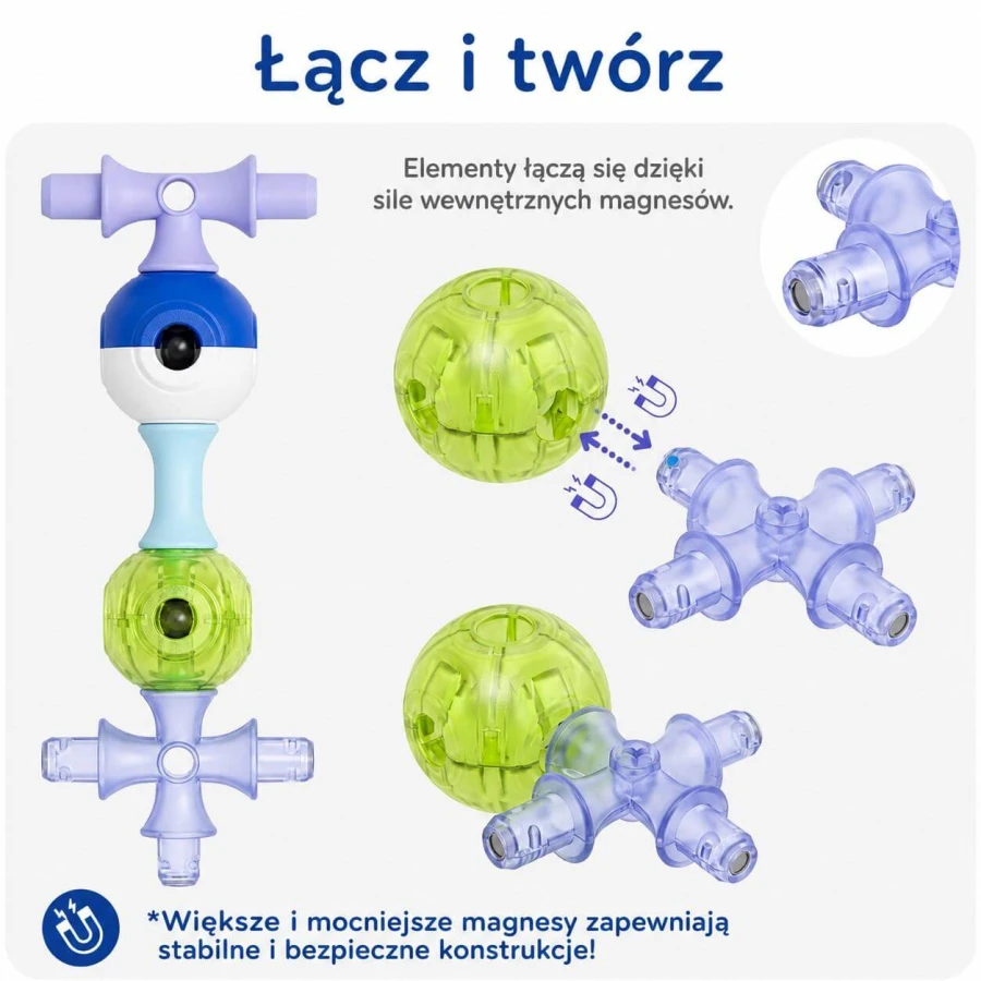 Magnetyczne klocki konstrukcyjne 3D - Astral Neon, 100 elementów / KUB Planet