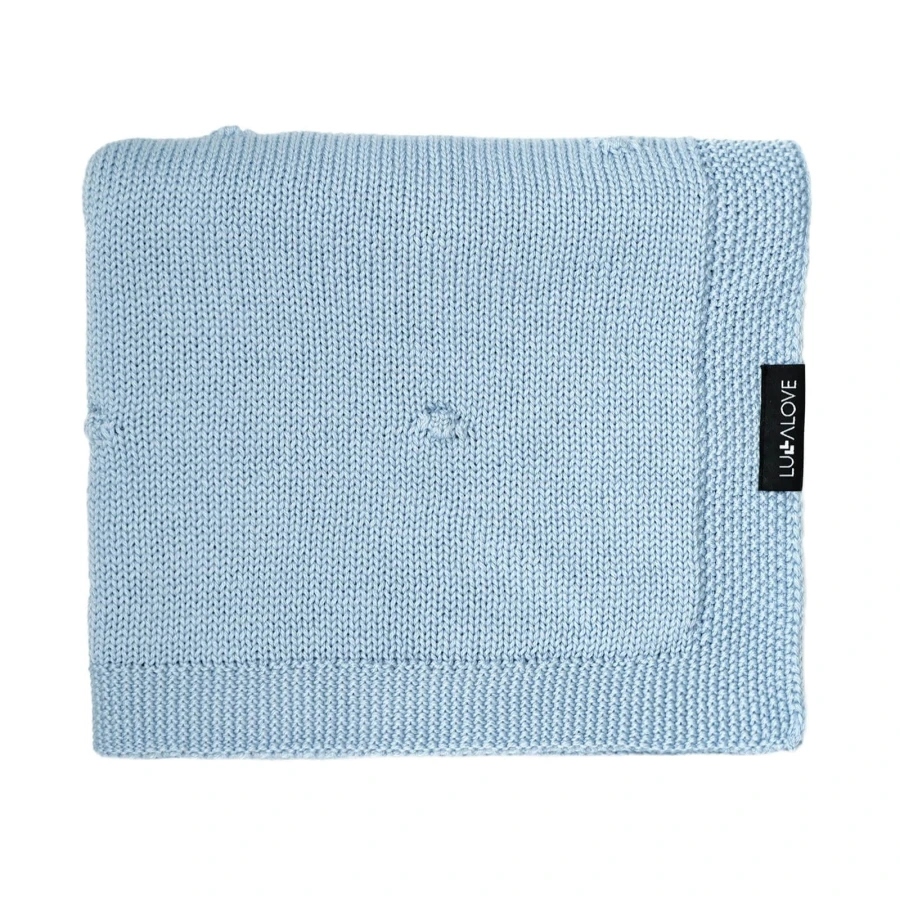 Kocyk popcorn z 100% wełny merino 80×100 cm - niebieski / Lullalove