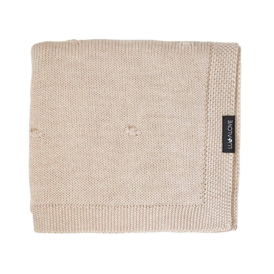 Kocyk popcorn z 100% wełny merino 80×100 cm - beż / Lullalove