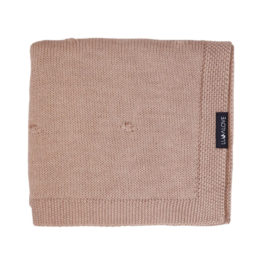 Kocyk popcorn z 100% wełny merino 80×100 cm - karmel / Lullalove