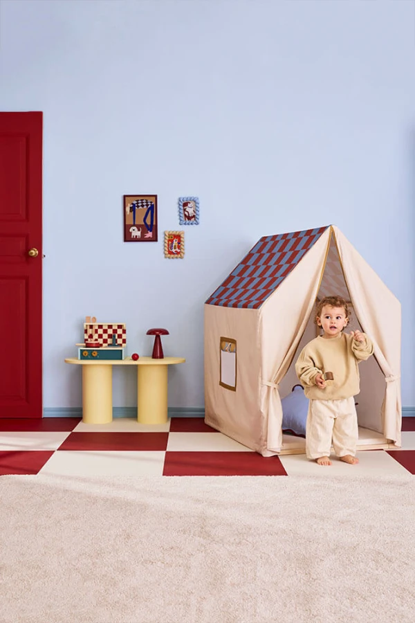 Namiot, domek z dachem w kratkę - dusty blue check / Kids Concept