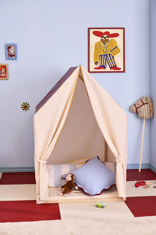 Namiot, domek z dachem w kratkę - dusty blue check / Kids Concept