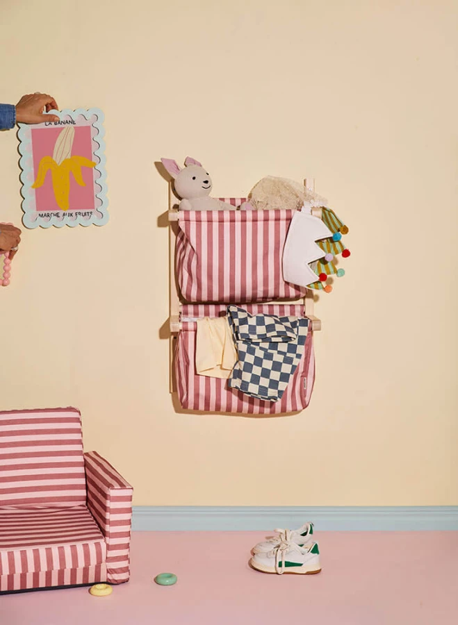 Półka ścienna materiałowa w paski - stripe clay pink / Kid's Concept