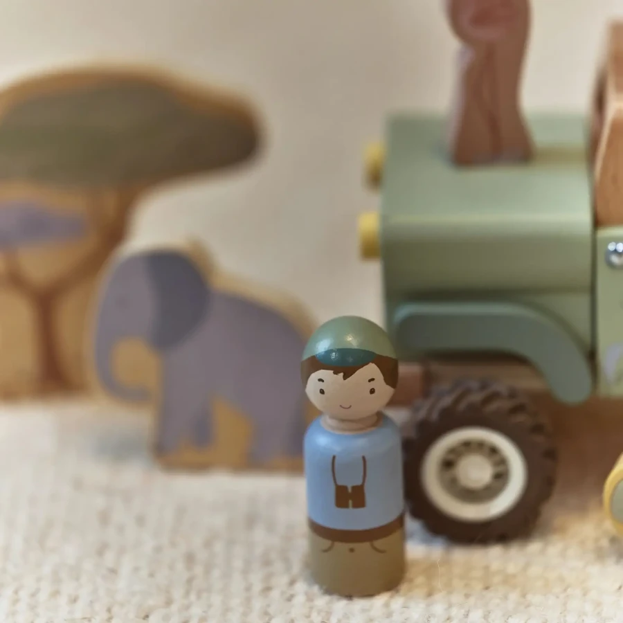 Drewniany samochód ze zwierzątkami Safari Friends FSC / Little Dutch