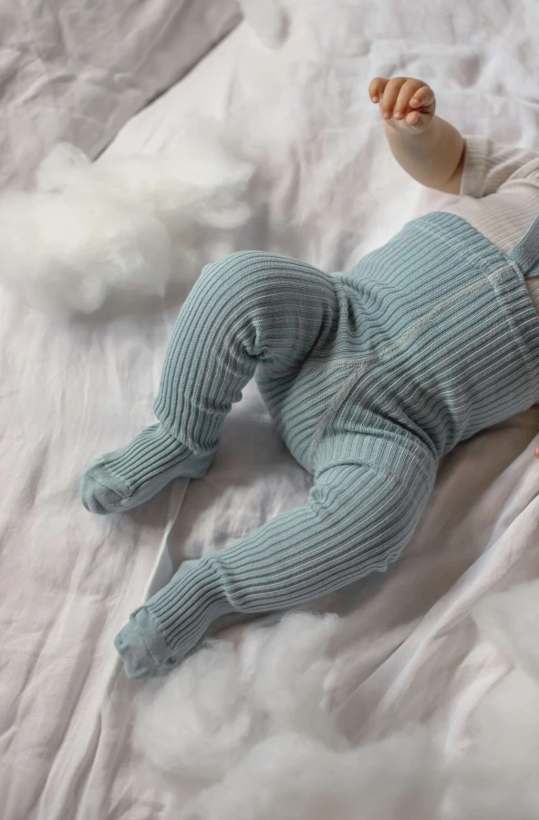 Rajstopki bawełniane ze stopkami Hippy Footed - Misty Blue / Silly Silas