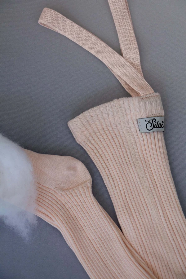 Rajstopki bawełniane ze stopkami Hippy Footed - Silky Peach / Silly Silas
