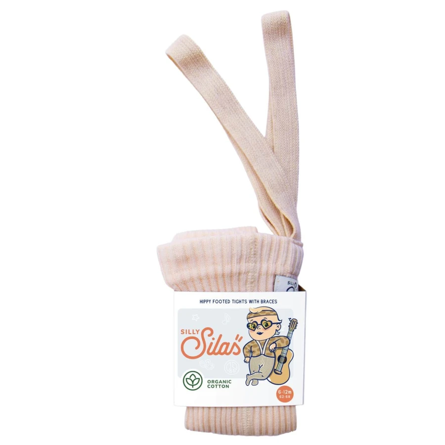 Rajstopki bawełniane ze stopkami Hippy Footed - Silky Peach / Silly Silas