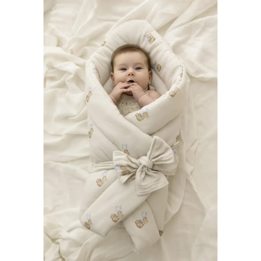 2w1 rożek/pościel z organicznego muślinu - teddy / My Memi