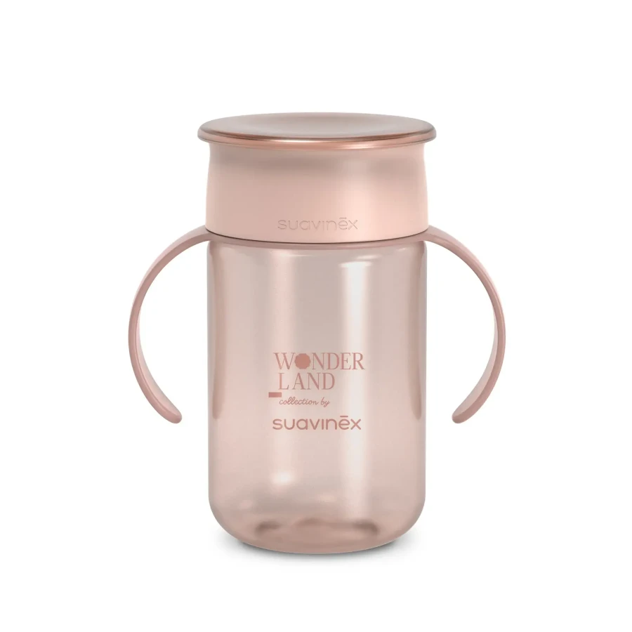 Kubek niekapek 360°, 340 ml - króliczek różowy / Suavinex