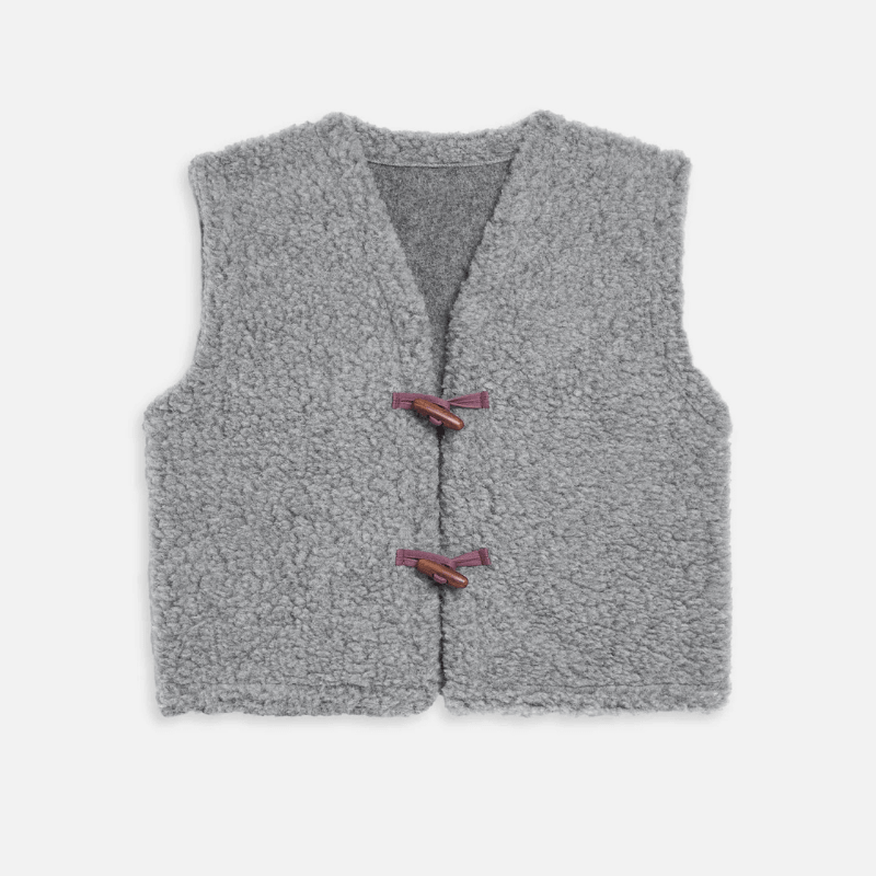 Kamizelka wełniana merino dla dorosłych - stone grey / Happymess