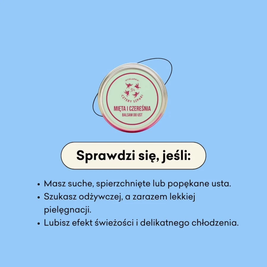 Mięta i Czereśnia - balsam do ust, 15ml / Mydlarnia Cztery Szpaki