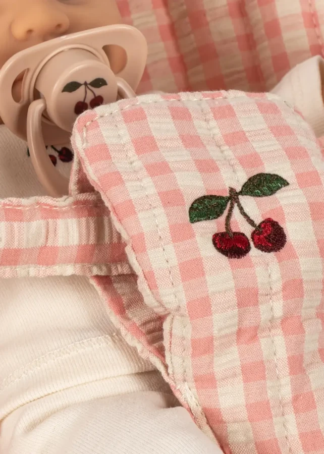 Zestaw z wózkiem i lalką Poppy - pink check / Konges slojd