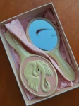 Zestaw do stylizacji włosów, szczotka i lusterko - swan / Konges Slojd