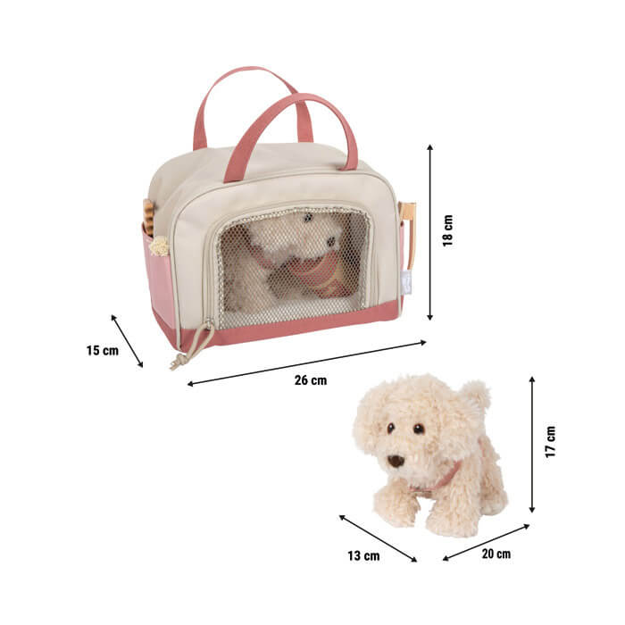 Piesek z różową torbą i zestawem do pielęgnacji / Small Foot