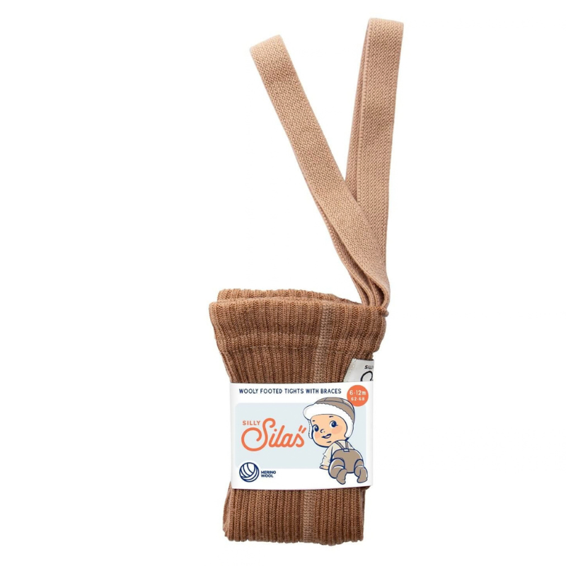 Rajstopki 100% wełny merino ze stopkami Footed - Cappuccino / Silly Silas