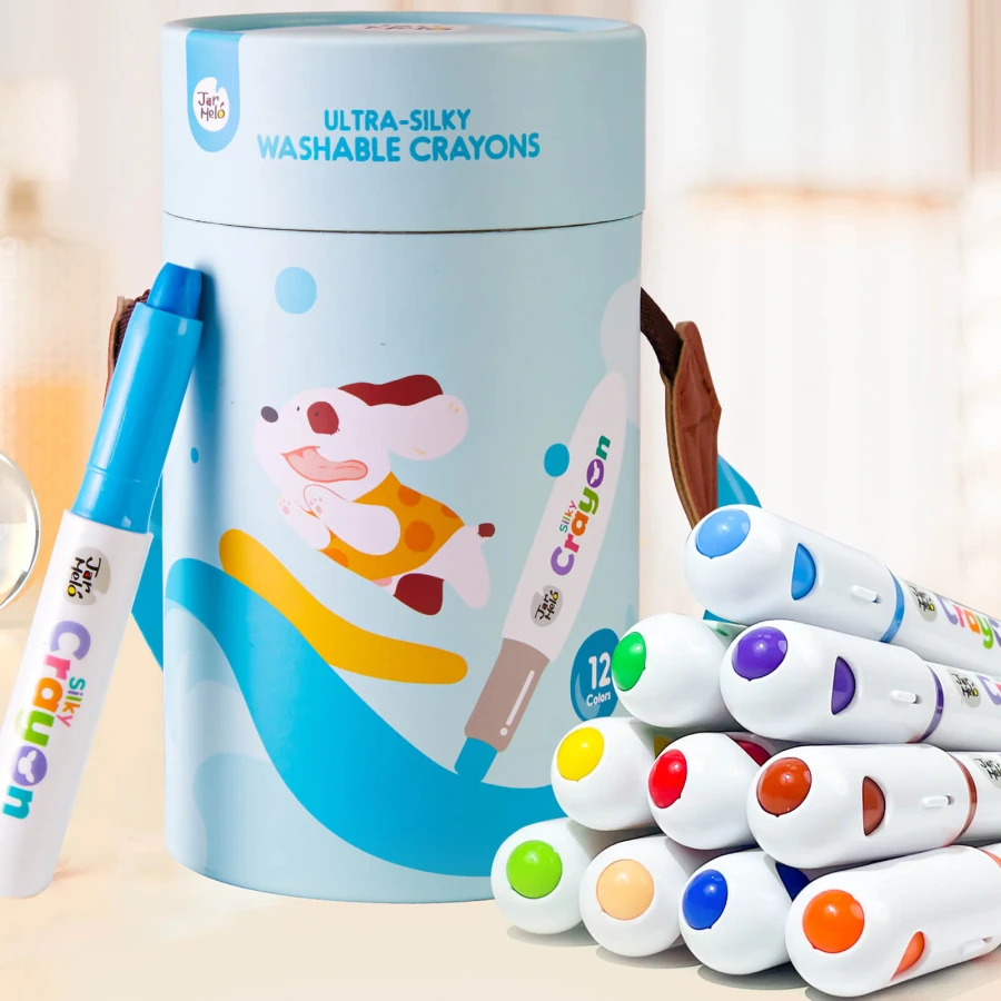 Kredki żelowe wykręcane zmywalne 12 szt. w etui z paskiem, 3+ / Jarmelo