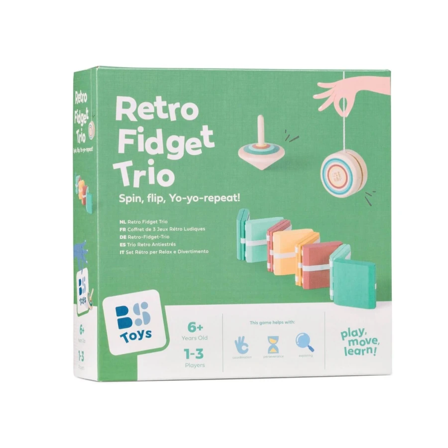 Klasyczne gry Retro Fidget Trio, jojo, bączek, drabinka Jacoba, 6+ / BS Toys