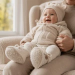 Buciki dziecięce wełniane Nevada - beige / Zaffiro