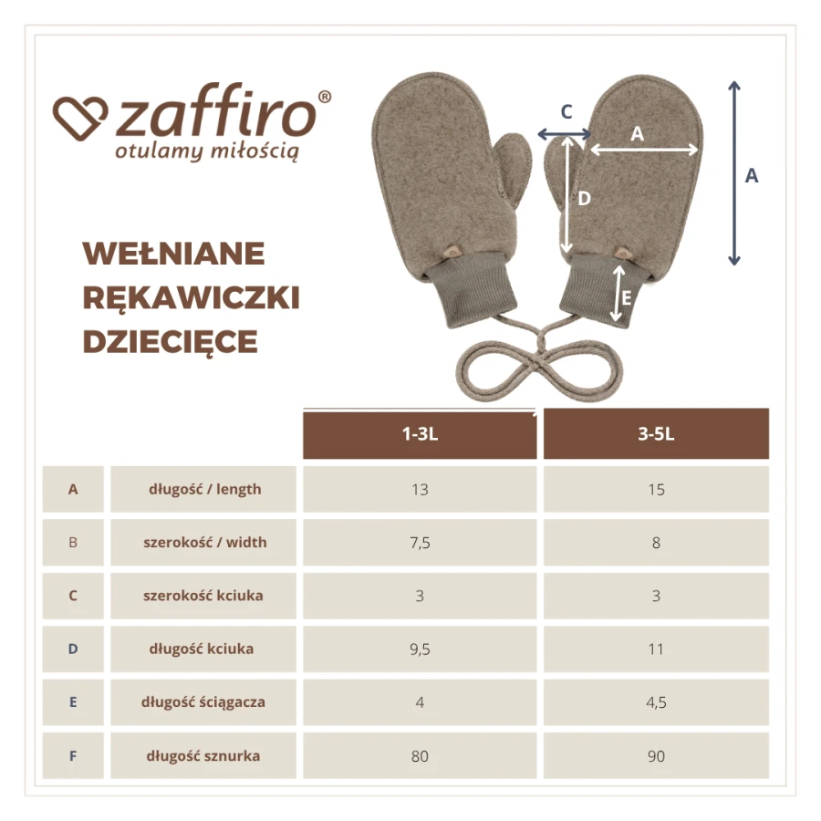 Rękawiczki dziecięce wełniane Nevada - brown / Zaffiro