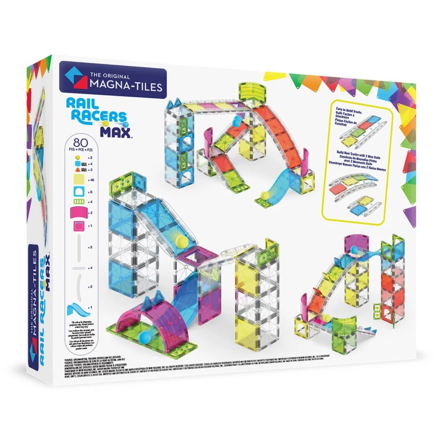 Klocki magnetyczne Rail Racers Max 80 el. / Magna-Tiles