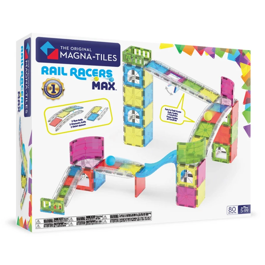 Klocki magnetyczne Rail Racers Max 80 el. / Magna-Tiles